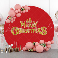 Lofaris Gold Glitter Merry Christmas Red Backdrop For Party