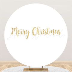 Lofaris Gold Glitter Merry Christmas Round Backdrop For Party