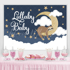 Lofaris Gold Glitter Moon And Sloth Lullaby Baby Shower Backdrop