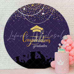 Lofaris Gold Glitter Purple Round Congrats Grad Backdrop