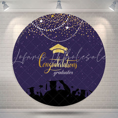 Lofaris Gold Glitter Purple Round Congrats Grad Backdrop