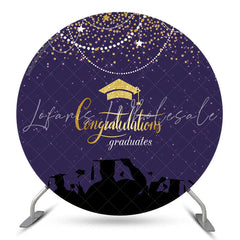 Lofaris Gold Glitter Purple Round Congrats Grad Backdrop