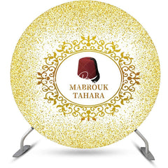 Lofaris Gold Glitter Red Hat Mabrouk Tahara Round Backdrop