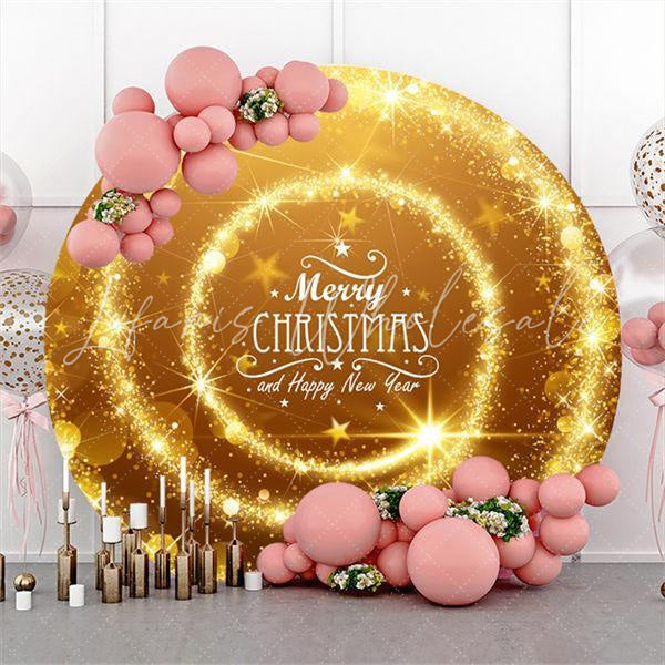 Lofaris Gold Glitter Round Chrismas And New Year Party Backdrop