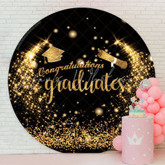 Lofaris Gold Glitter Round Congrats Grad Backdrop Cover