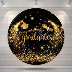 Lofaris Gold Glitter Round Congrats Grad Backdrop Cover