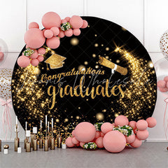 Lofaris Gold Glitter Round Congrats Grad Backdrop Cover