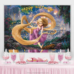 Lofaris Gold Glitter Star Princess Lakeside Happy Birthday Backdrop