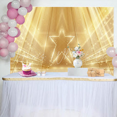 Lofaris Gold Glitter Star Simple Backdrop for Birthday Party