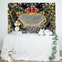 Lofaris Gold Glitter String Crown Diamonds Birthday Backdrop