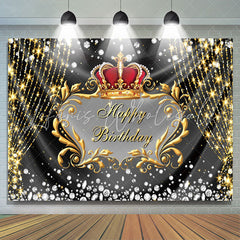 Lofaris Gold Glitter String Crown Diamonds Birthday Backdrop