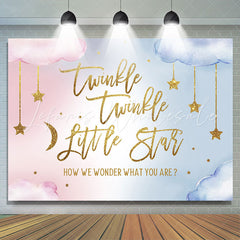 Lofaris Gold Glitter Twinkle Little Star Baby Shower Backdrop