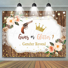 Lofaris Gold Glitter Wood Floral Gender Reveal Baby Shower Backdrop