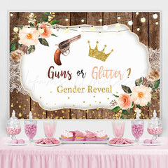 Lofaris Gold Glitter Wood Floral Gender Reveal Baby Shower Backdrop