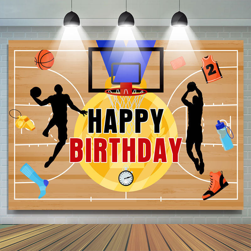 Lofaris Gold Medal Sport Basketball Court Birthday Backdrop