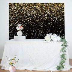 Lofaris Gold Sequin Glitter Black Happy Birthday Backdrop