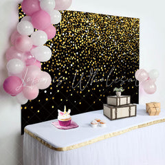 Lofaris Gold Sequin Glitter Black Happy Birthday Backdrop