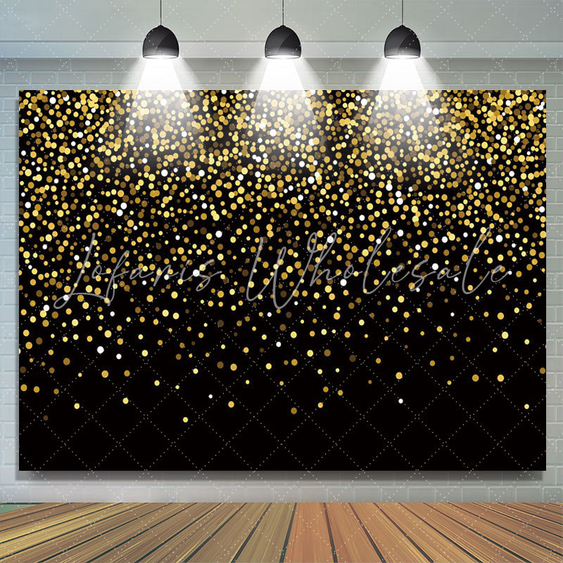 Lofaris Gold Sequin Glitter Black Happy Birthday Backdrop