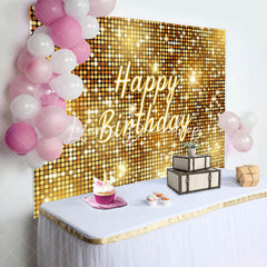 Lofaris Gold Sequins Sparkle Happy Birthday Party Backdrop