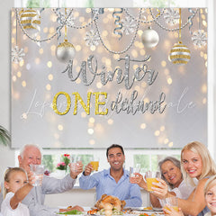 Lofaris Gold Silver Winter One Derland Bauble Birthday Backdrop