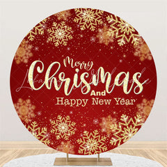 Lofaris Gold Snowflake Bokeh Round Christmas New Year Backdrop