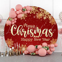 Lofaris Gold Snowflake Bokeh Round Christmas New Year Backdrop