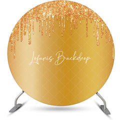 Lofaris Gold Solid Color Glitters Round Birthday Backdrop