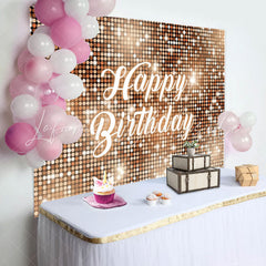 Lofaris Gold Sparkling Sequin Dance Happy Birthday Backdrop