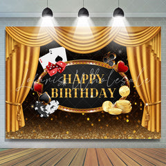 Lofaris Gold Stage Curtain Happy Birhtday Glitter Bokeh Backdrop