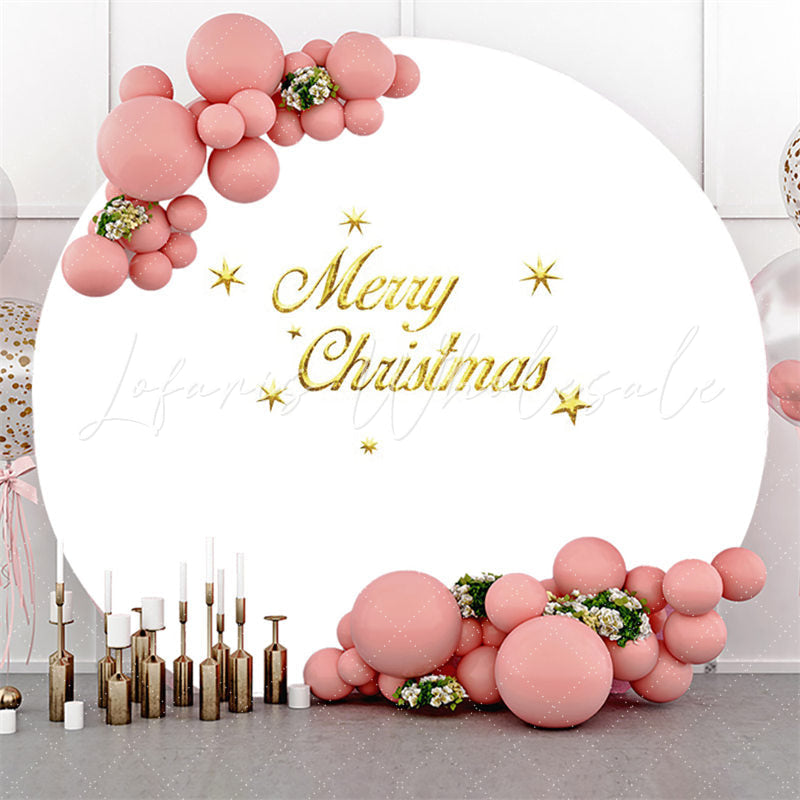 Lofaris Gold Star Merry Christmas Round Backdrop For Party