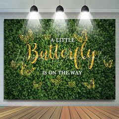 Lofaris Golden And Glitter Green Butterfly Baby Shower Backdrop