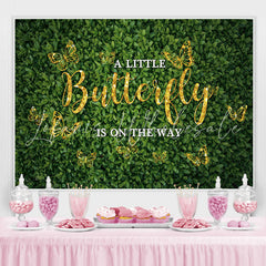 Lofaris Golden And Glitter Green Butterfly Baby Shower Backdrop