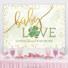 Lofaris Golden And Green Clovers Baby Shower Backdrop