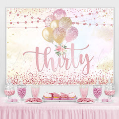 Lofaris Golden and Pink Balloon Backdrop for Thirty Birthday