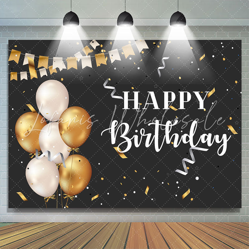 Lofaris Golden And Sliver Ballons Ribbons Birthday Backdrop