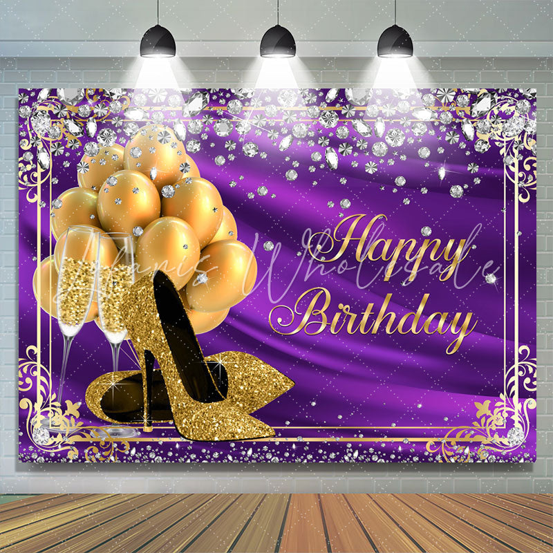 Lofaris Golden Balloon and High Heel Diamond Birthday Backdorp