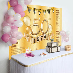 Lofaris Golden Balloon legend Happy 50th Birthday Backdrop