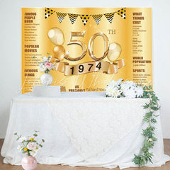 Lofaris Golden Balloon legend Happy 50th Birthday Backdrop