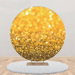 Lofaris Golden Bokeh Glitter Round Birthday Party Backdrop