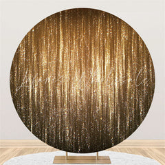 Lofaris Golden Bright Glitter Round Black Birthday Backdrop