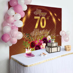 Lofaris Golden Circle Floral Happy 70th Birthday Backdrop