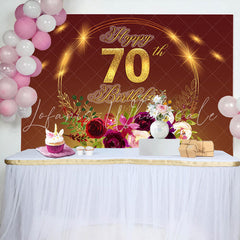 Lofaris Golden Circle Floral Happy 70th Birthday Backdrop