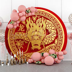 Lofaris Golden Dragon Design Round Chinese New Year Backdrop