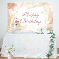 Lofaris Golden Floral Lines Light Pink Birthday Backdrop