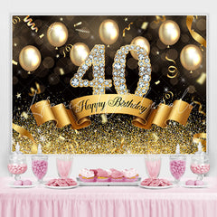 Lofaris Golden Glitter 40th Ballons Bokeh Birthday Backdrop