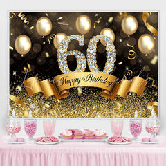 Lofaris Golden Glitter 60th Ballons Bokeh Birthday Backdrop