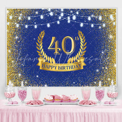 Lofaris Golden Glitter and Navy Blue 40Th Birthday Backdrop