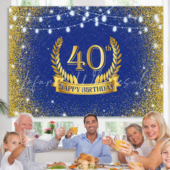 Lofaris Golden Glitter and Navy Blue 40Th Birthday Backdrop