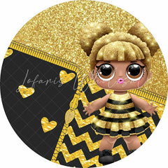 Lofaris Golden Glitter Baby Girl Round Shower Backdrop