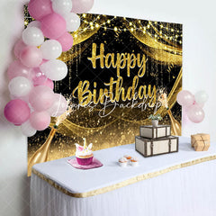 Lofaris Golden Glitter Champagne Lights Birthday Backdrop